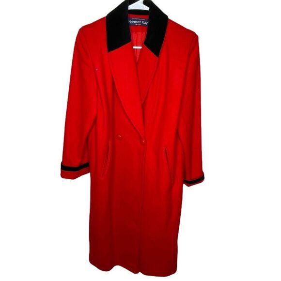 Vintage Herman Kay Petite Wool Blend Coat Red - Picture 1 of 9